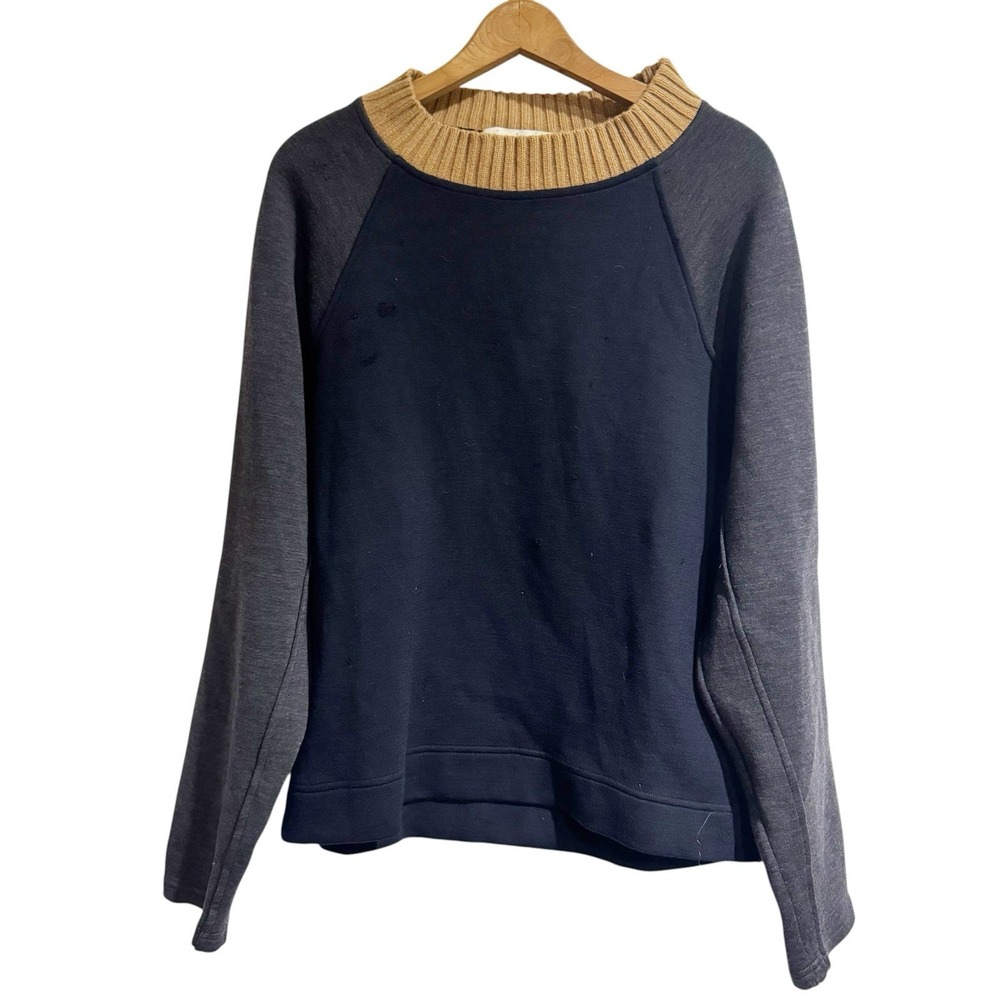 MARNI Men 48 Paneled Block Print Wool Angora Cashmere Blend Sweater Blue Gray